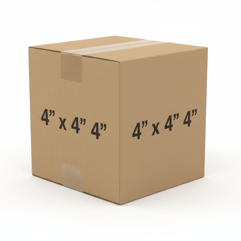 CORRUGATE BOX, SIZE 4X4X4" DIMENSION SHOWS