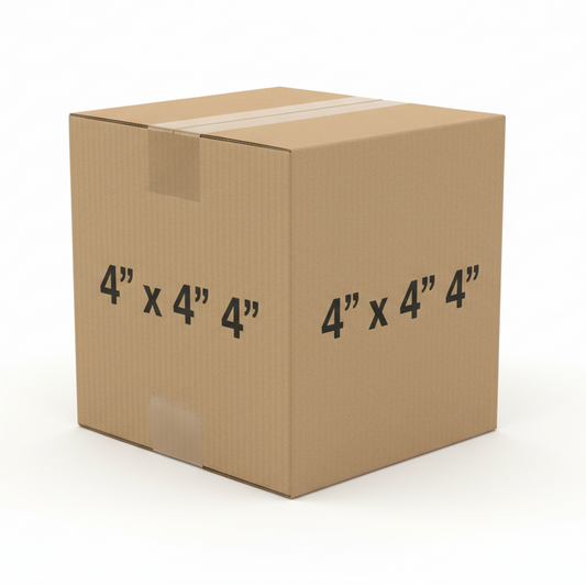 CORRUGATE BOX, SIZE 4X4X4" DIMENSION SHOWS