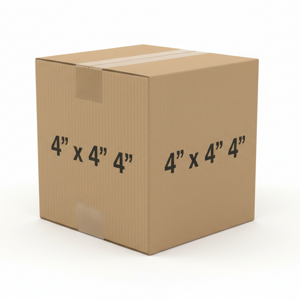 CORRUGATE BOX, SIZE 4X4X4" DIMENSION SHOWS